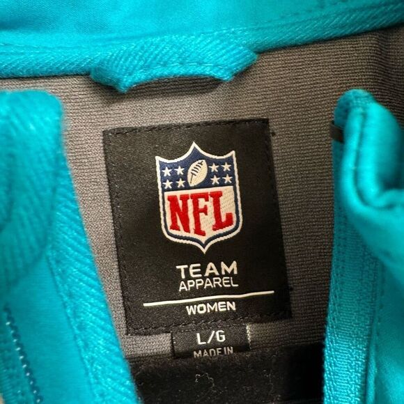 NFL Miami Dolphins Teal Soft Shell Light Hooded Zip Jacket Large NWT - Picture 5 of 9